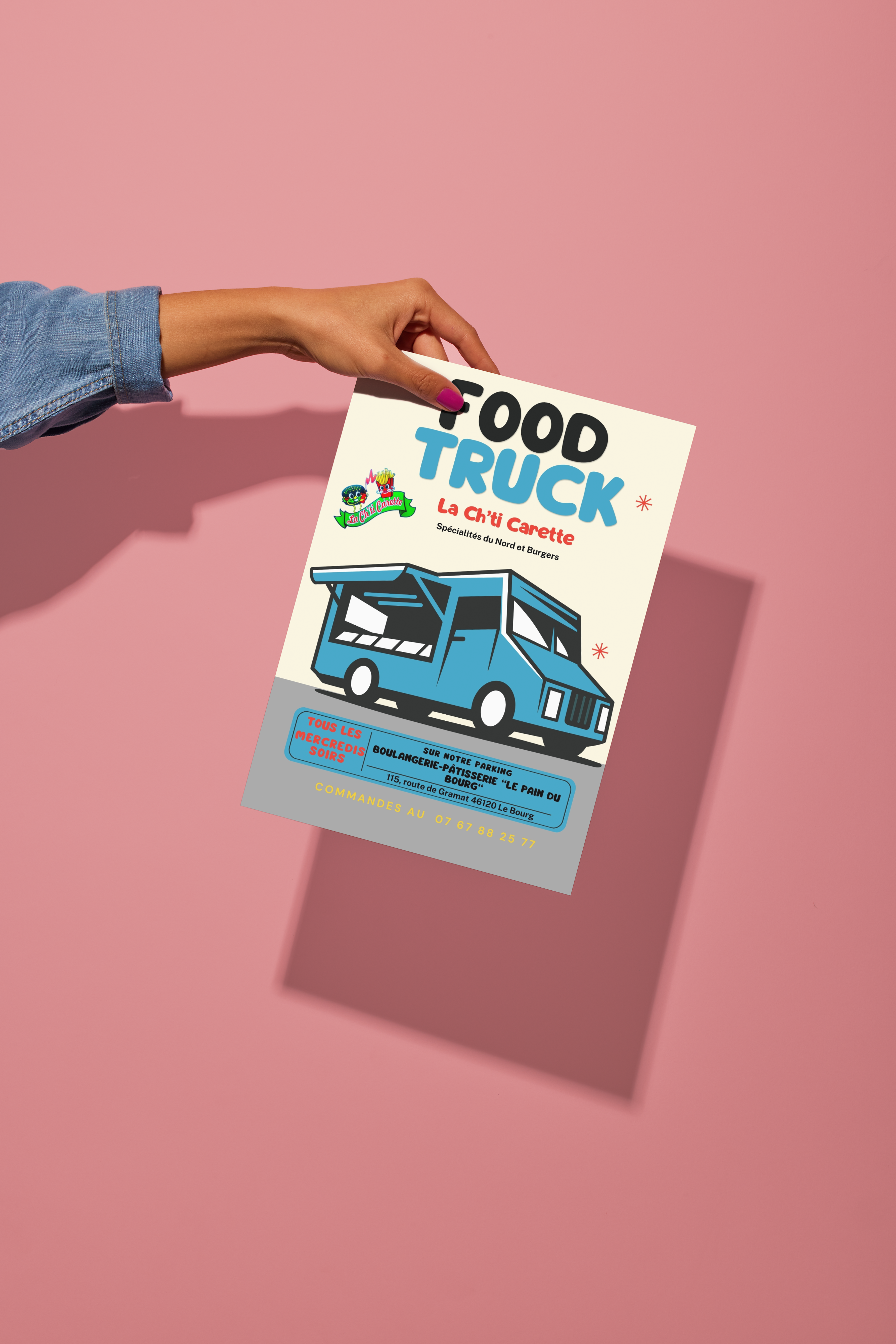 Flyer de publicité pour food truck, restaurant, commerçant