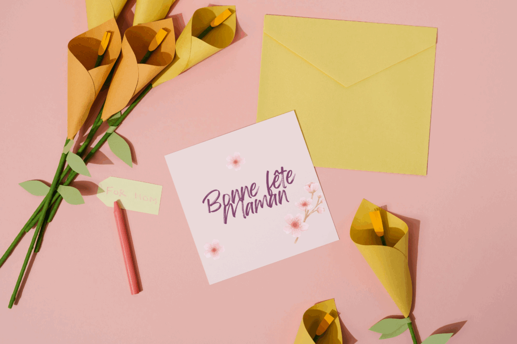 Carte de vœux fête des mère personnalisée design créations visuelles sur mesure