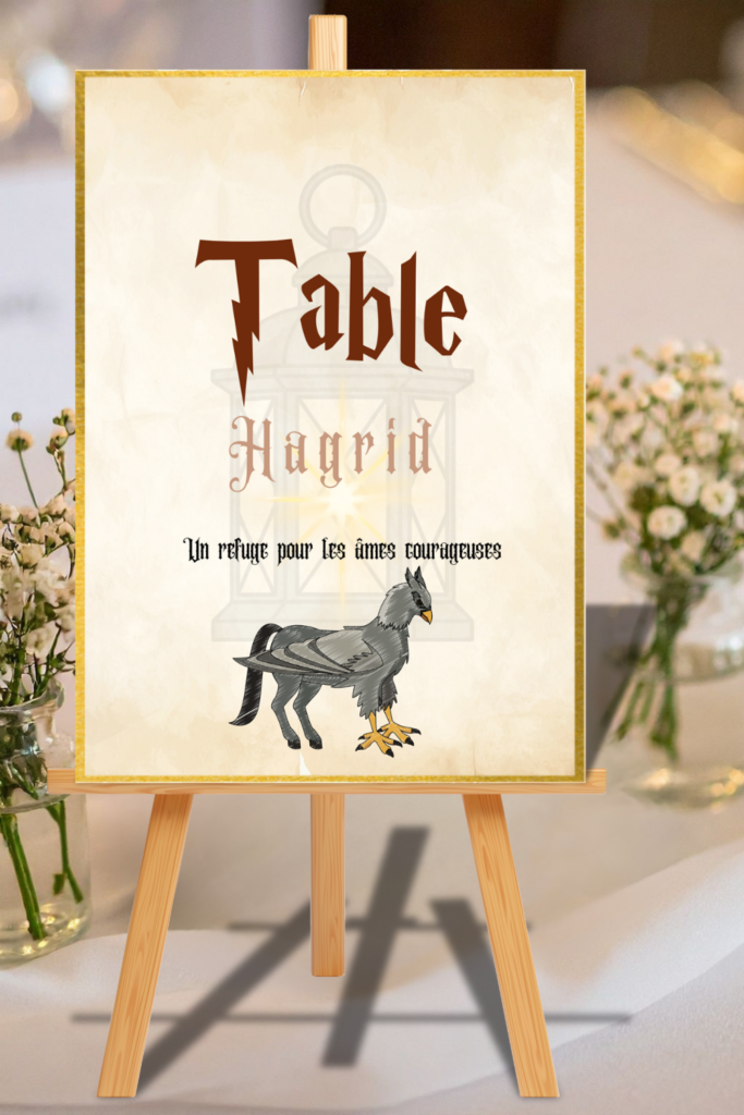 papeterie événementielle panneau de table thème harry potter