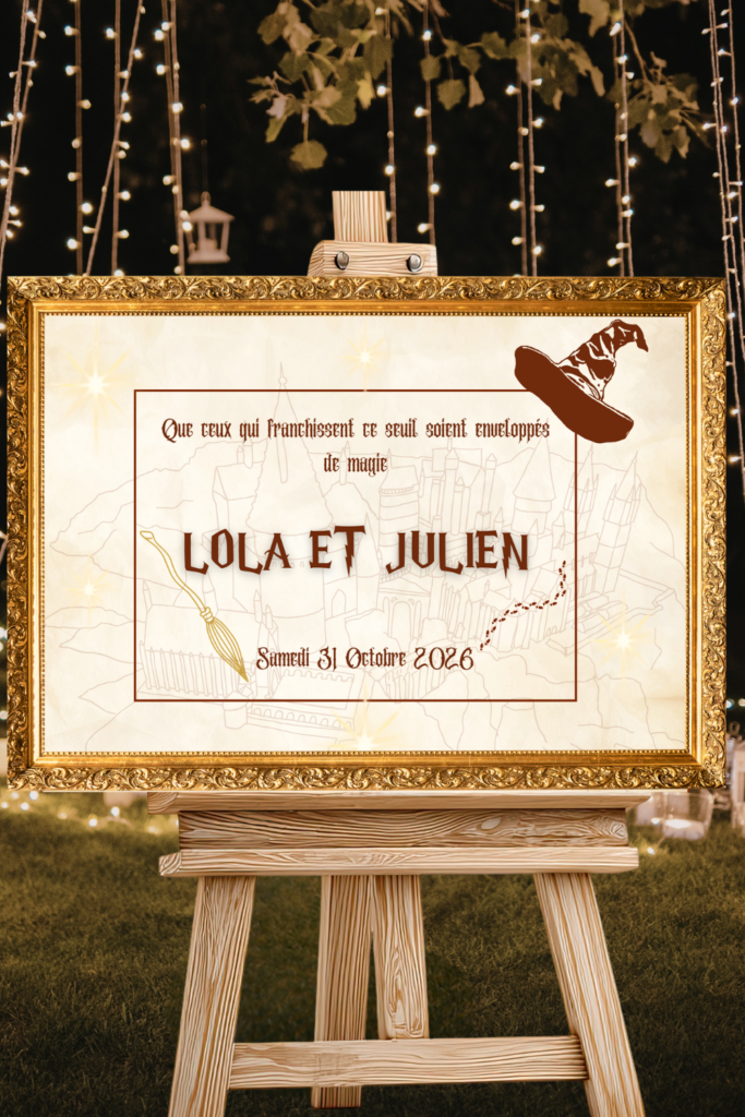 papeterie événementielle panneau d'accueil mariage thème harry potter