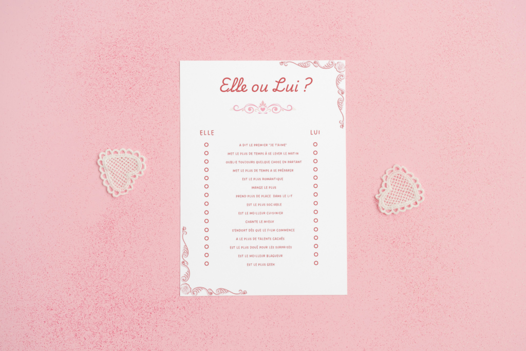 papeterie événementielle jeu de mariage