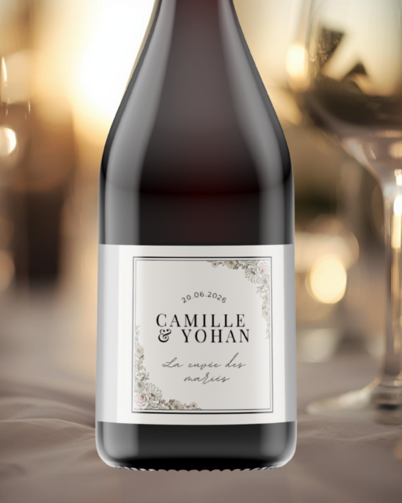 papeterie événementielle étiquette de bouteille de vin la cuvée des mariés